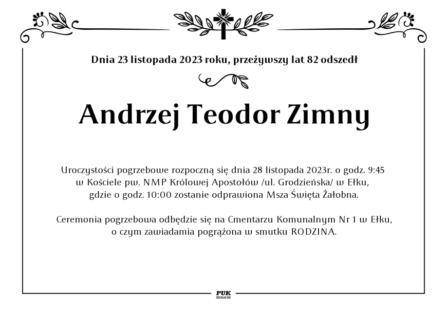 Andrzej Teodor Zimny - nekrolog